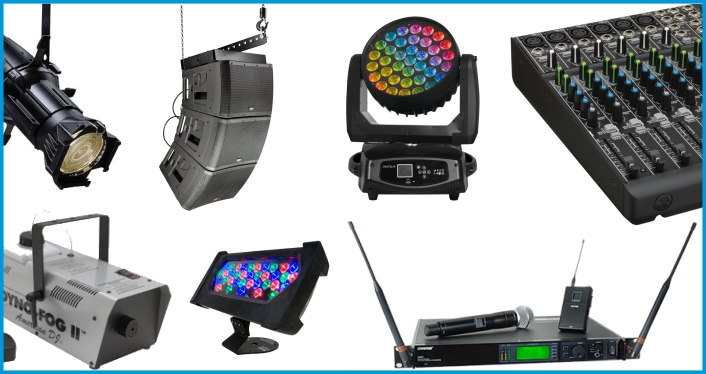 huge audio visual equipment rentals inventory